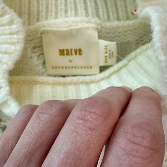 MAEVE ANTHROPOLOGIE Bow Ribbon Tie Sweater Vest in Ivory One Size NWT - Picture 7 of 9